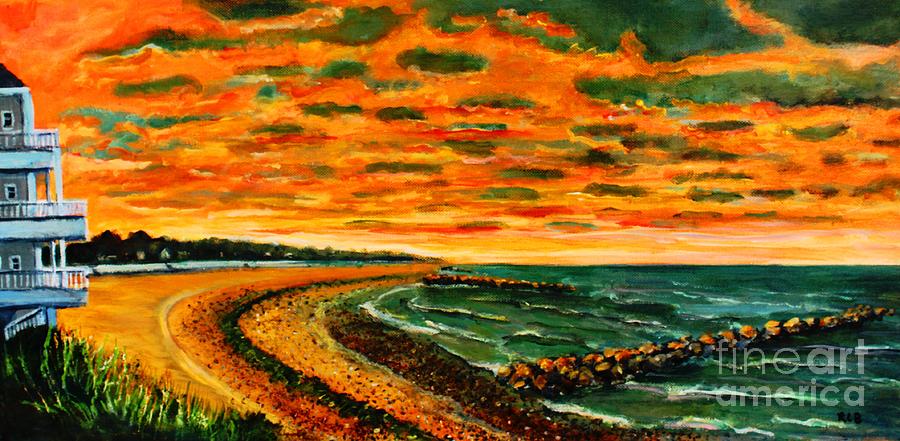 August Sunrise In Falmouth Heights Painting by Rita Brown