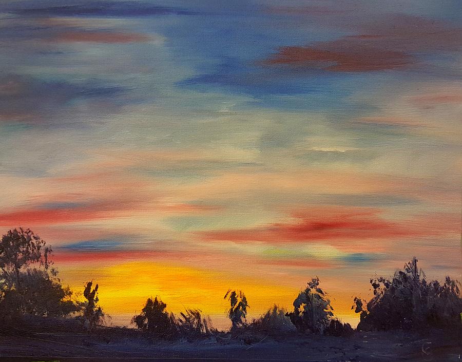 August Sunset in SW Montana Painting by Cheryl Nancy Ann Gordon