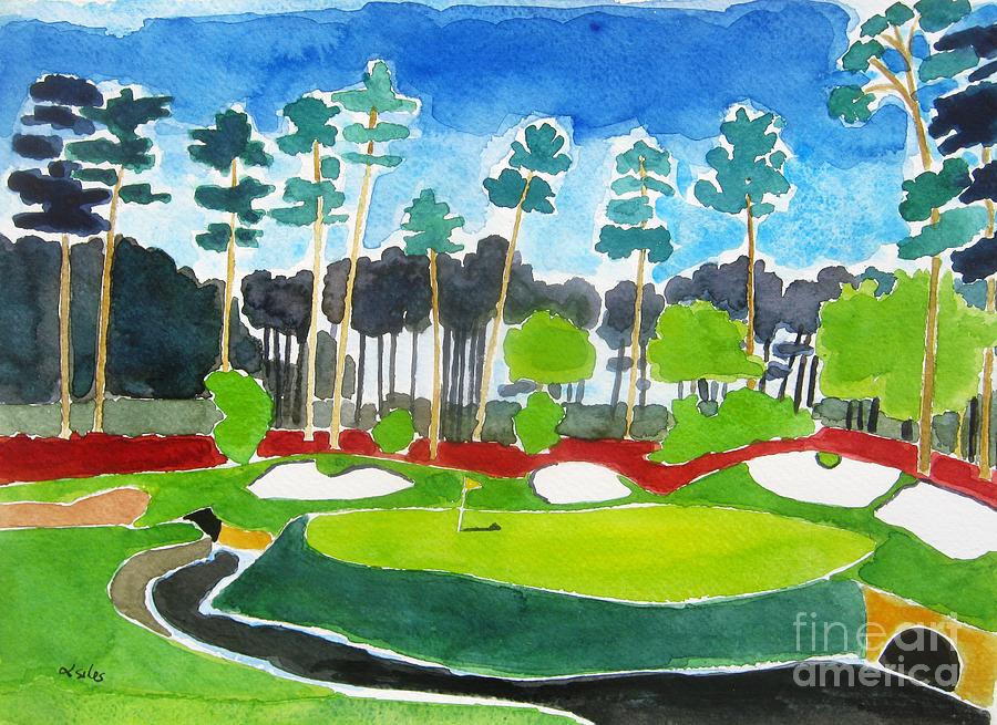 Golf Painting - Augusta 13th Georgia by Lesley Giles