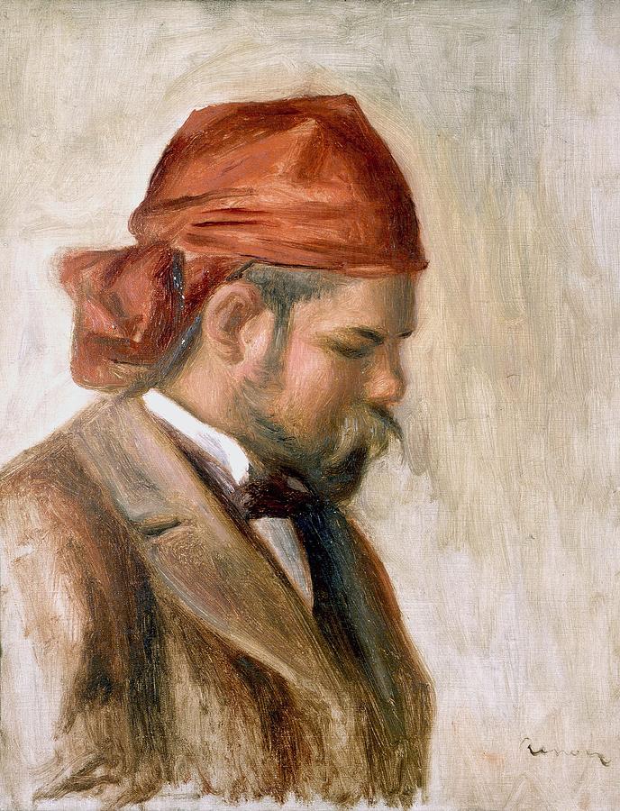 Auguste Renoir - Vollard with a Red Scarf - 1906. Painting by Celestial Images