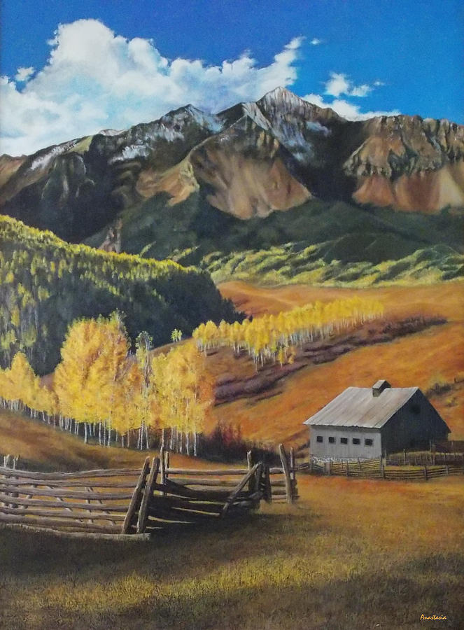 Autumn Nostalgia Wilson Peak Colorado Painting by Anastasia Savage Ealy