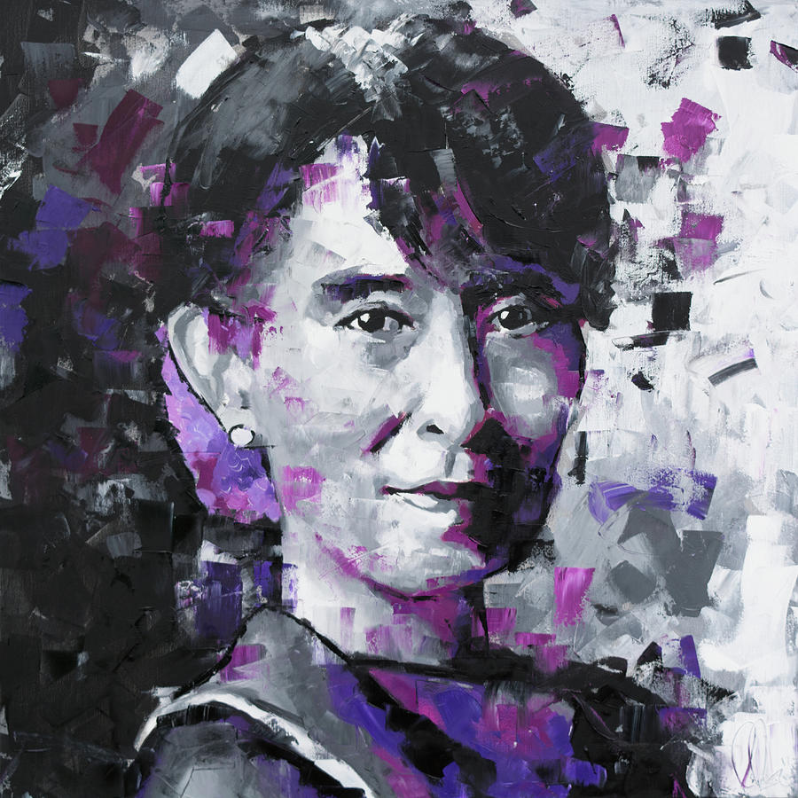 Aung San Suu Kyi Painting by Richard Day