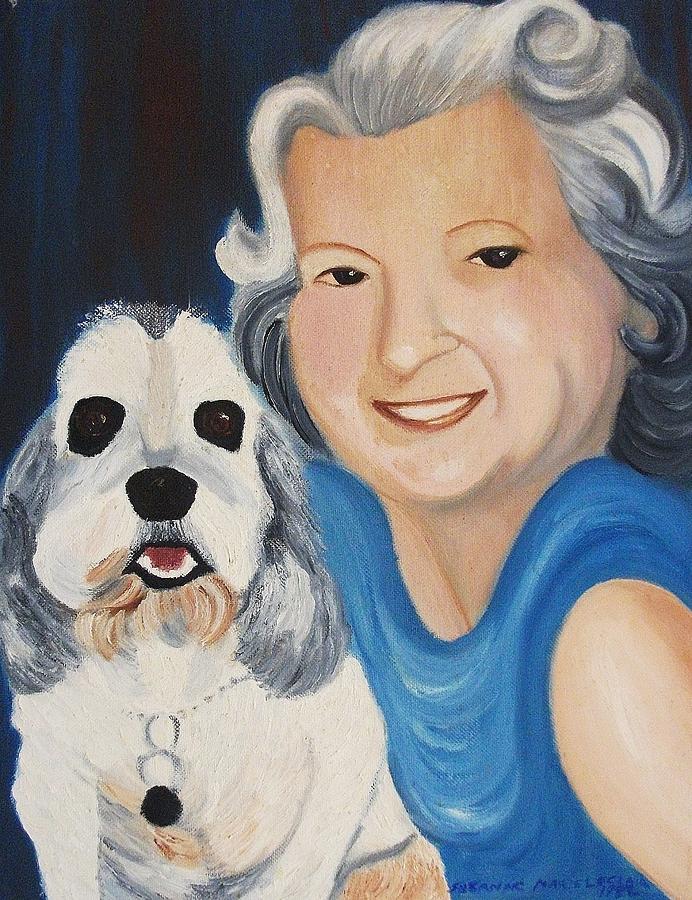 Dog Painting - Aunt Georgie and Spot by Suzanne  Marie Leclair