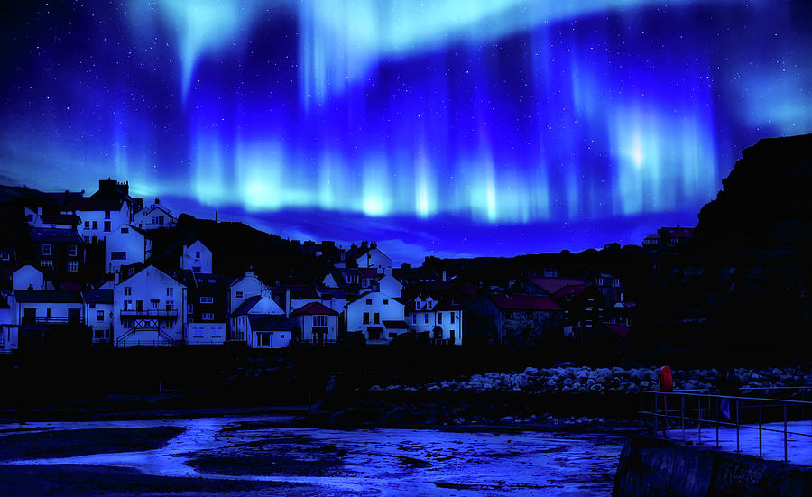 Aurora Borealis over Staithes, Yorkshire Photograph by Mountain Dreams