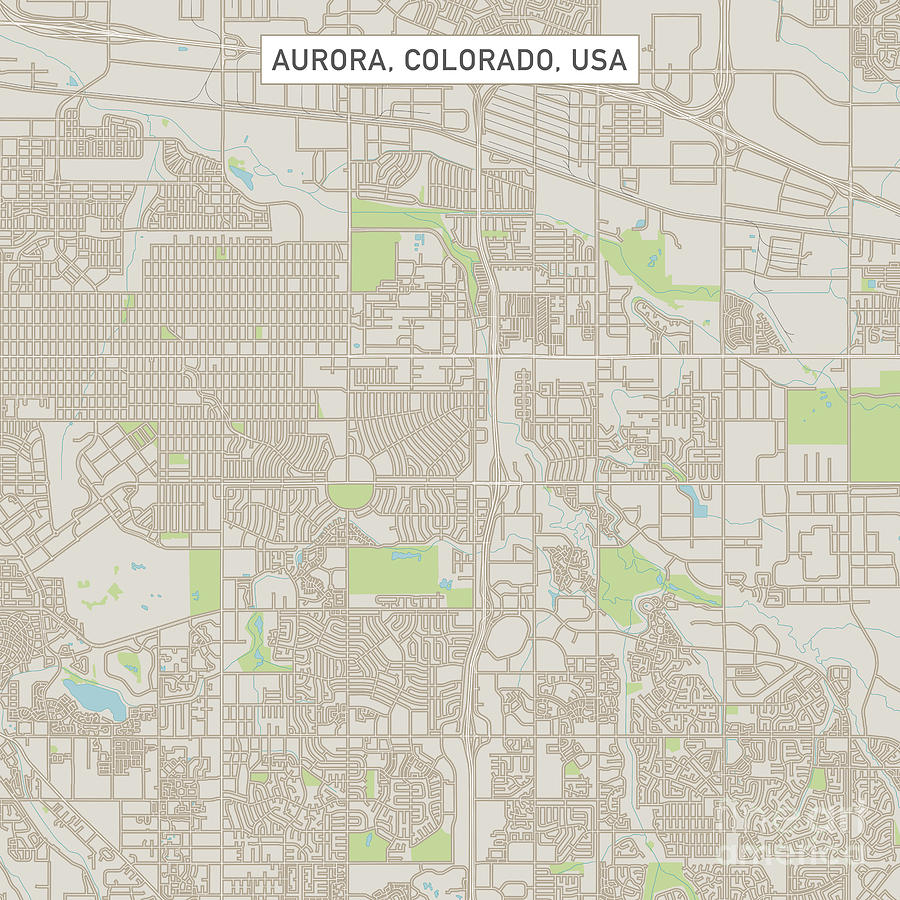 Aurora Colorado US City Street Map Digital Art by Frank Ramspott | Fine ...