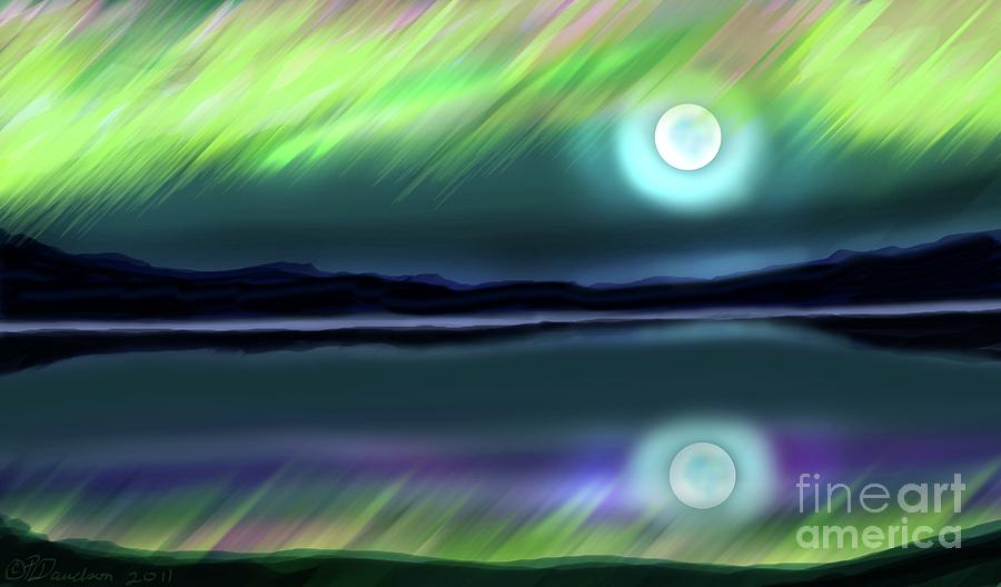 Aurora Moon Lake Digital Art by Pat Davidson
