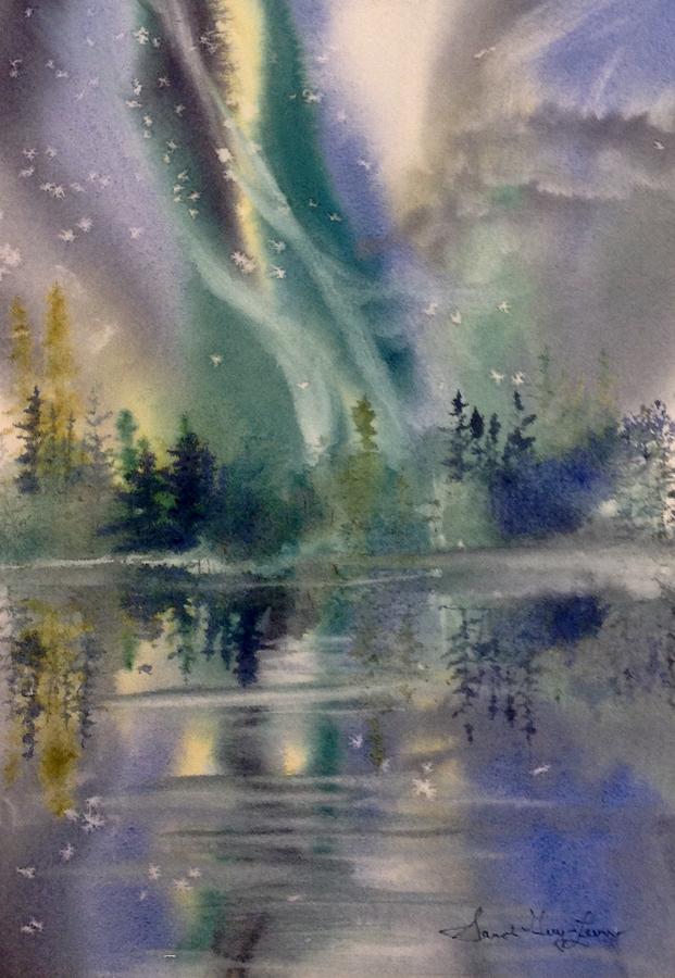 Landscape Painting - Aurora over Alice Lake by Sarah Guy-Levar