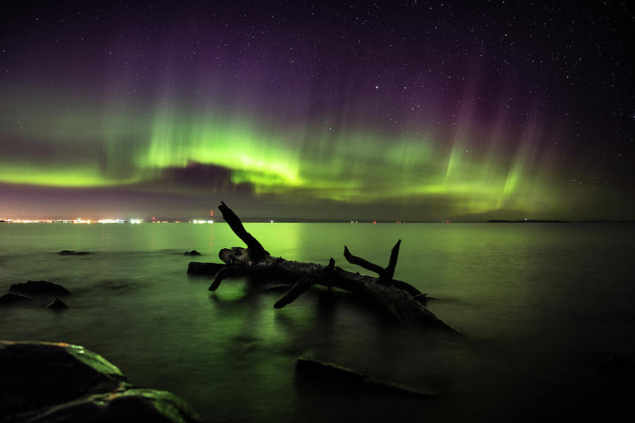 Aurora over Thunder Bay from Chippewa  Photograph by Jakub Sisak