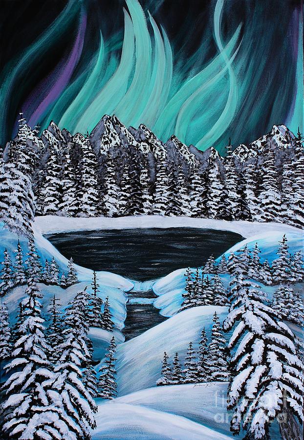 Auroras Fiery Display Painting by Barbara A Griffin