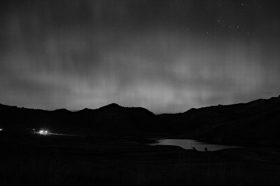Auroras In Black And White Photograph