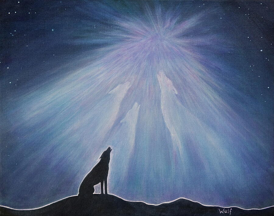 Wolves Painting - AuroraSong 2 by Bernadette Wulf