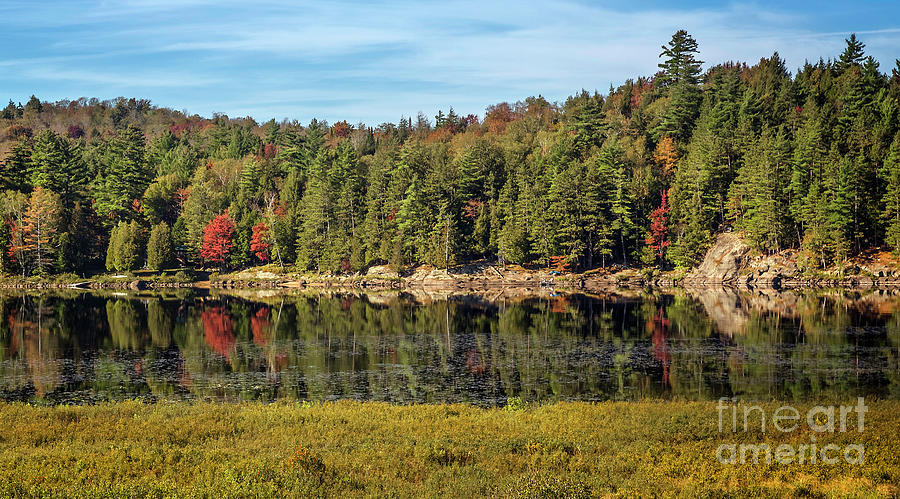 Ausable River Autumn Reflection Photograph by Karen Jorstad