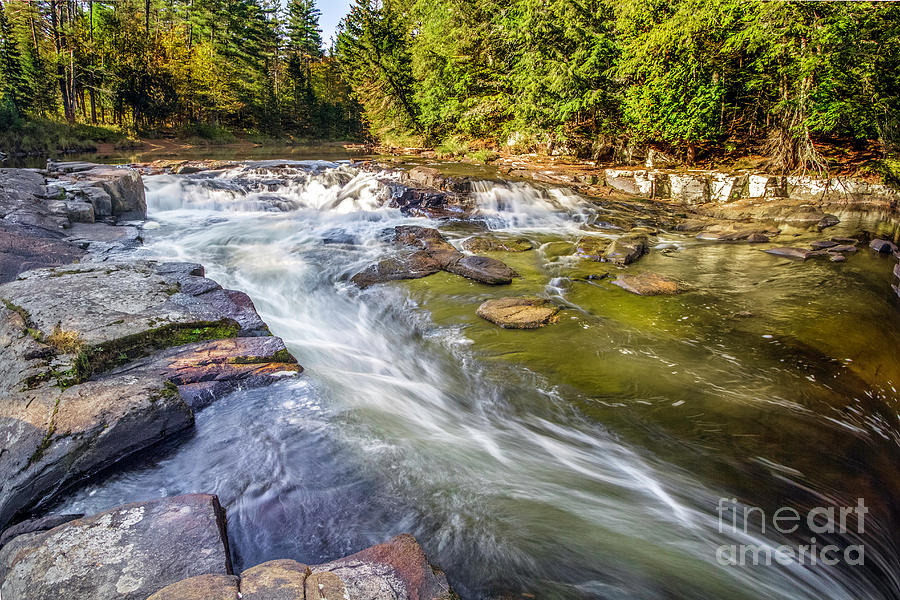 Ausable Waterfall and River Early Autumn Photograph by Karen Jorstad