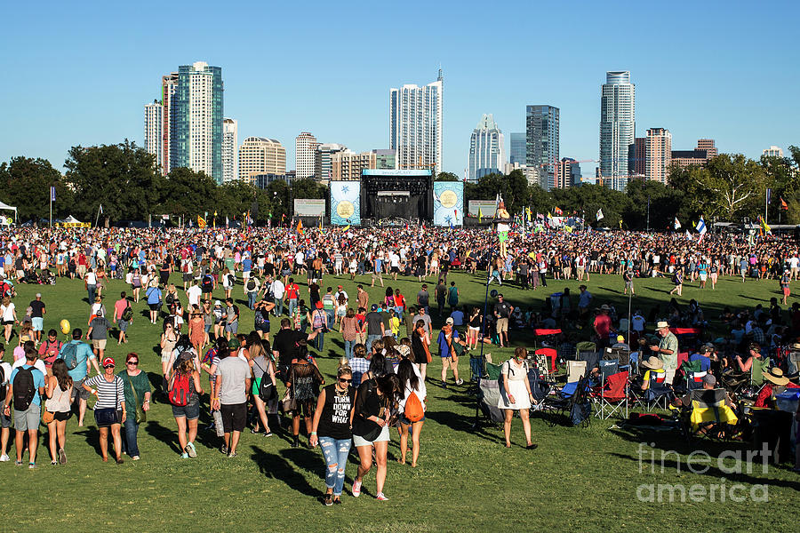 Austin Photograph - Austin City Limits Music Festival main stage over looking the booming downtown Austin Skyline by Dan Herron