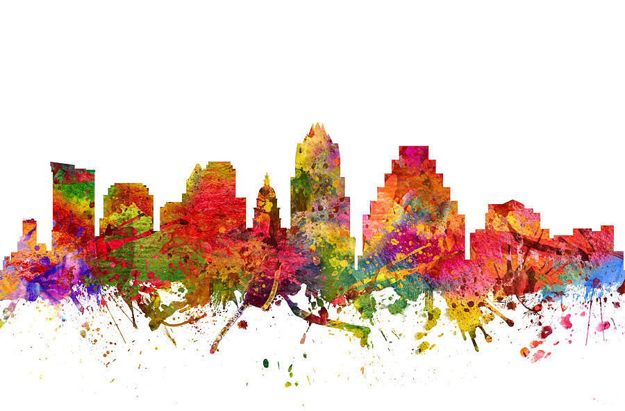 Austin Painting - Austin Cityscape 08 by Aged Pixel