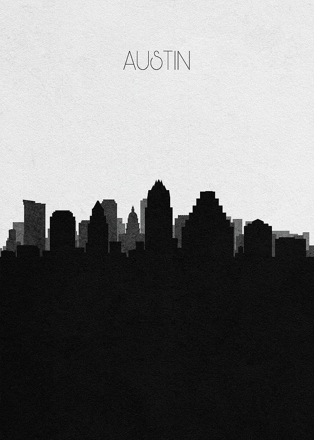 Austin Cityscape Art Drawing by Inspirowl Design