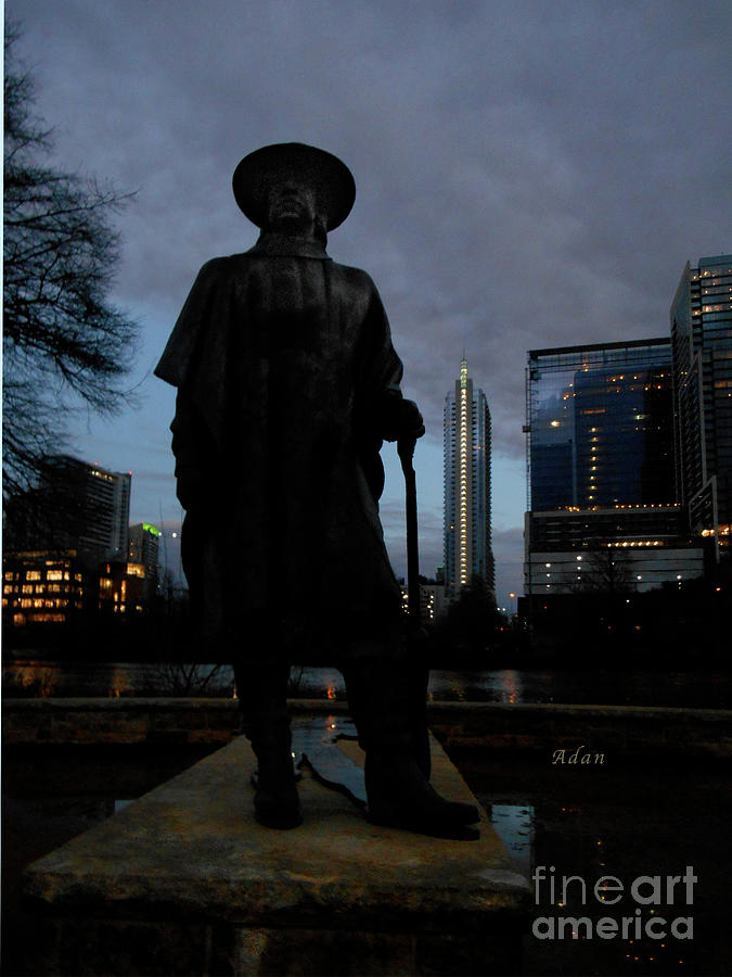 Music Photograph - Austin Hike and Bike Trail - Iconic Austin Statue Stevie Ray Vaughn - Three by Felipe Adan Lerma