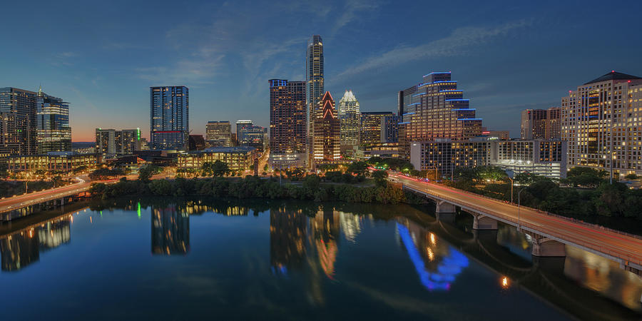 Austin Skyline Photograph - Austin Skyline at Night 7-4 by Rob Greebon