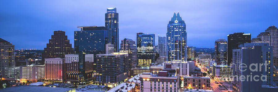 Austin Skyline at Night Panorama Picture Photograph by Paul Velgos