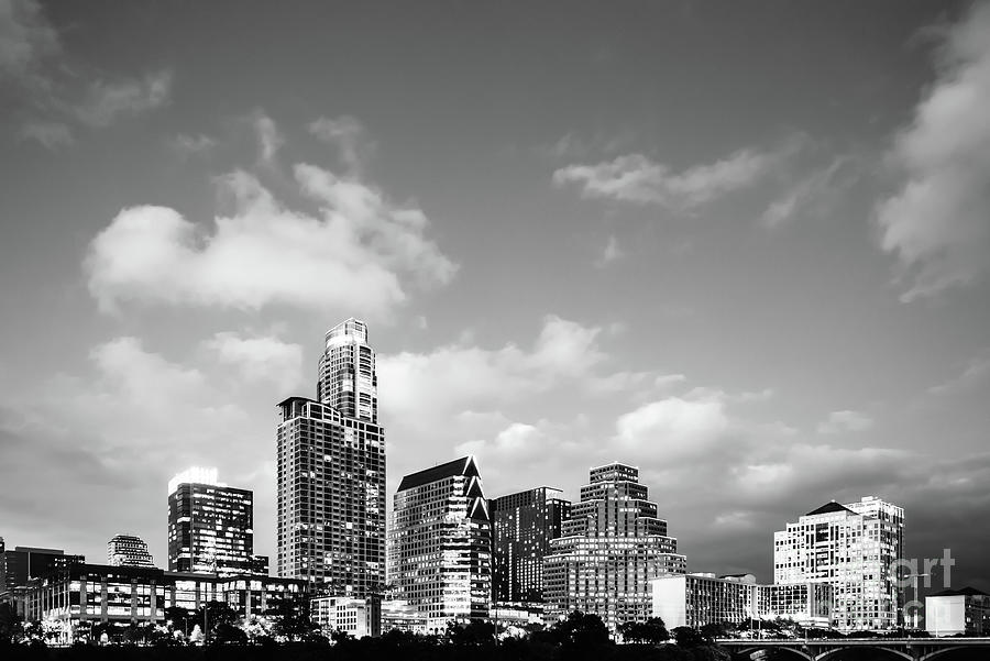 Austin Skyline Black and White Photography Photograph by Paul Velgos