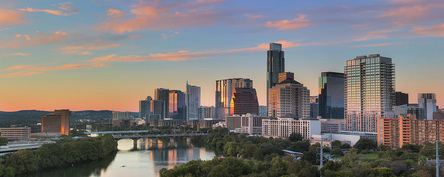 Austin Skyline Sunset in Fall 3 Photograph by Rob Greebon - Pixels