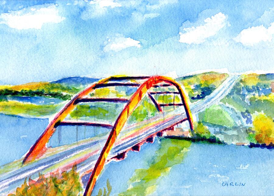 Austin Texas 360 Bridge Watercolor Painting by Carlin Blahnik CarlinArtWatercolor