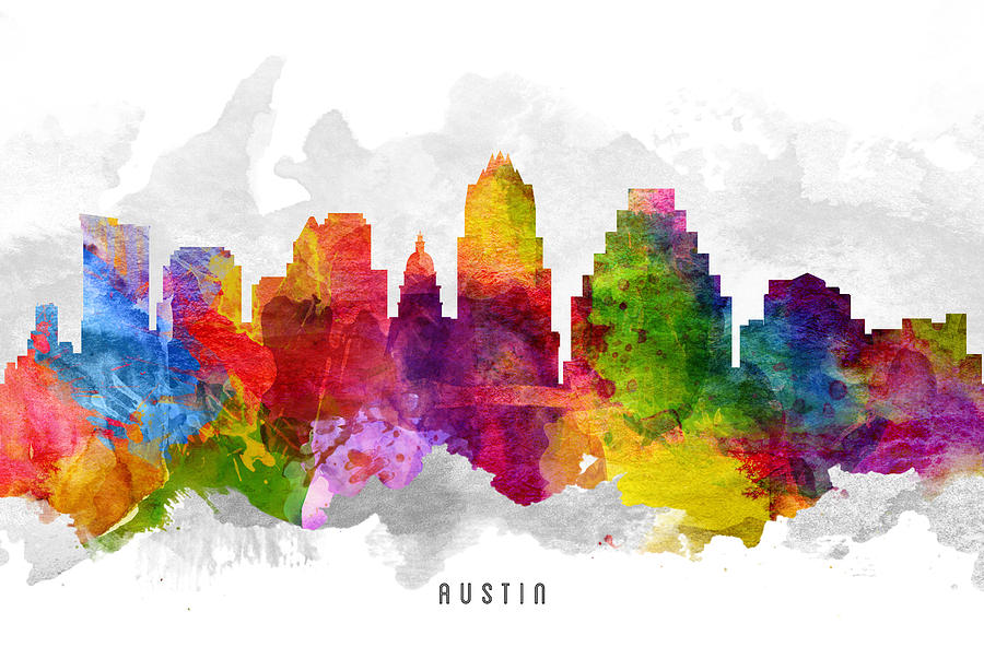 Austin Painting - Austin Texas Cityscape 13 by Aged Pixel