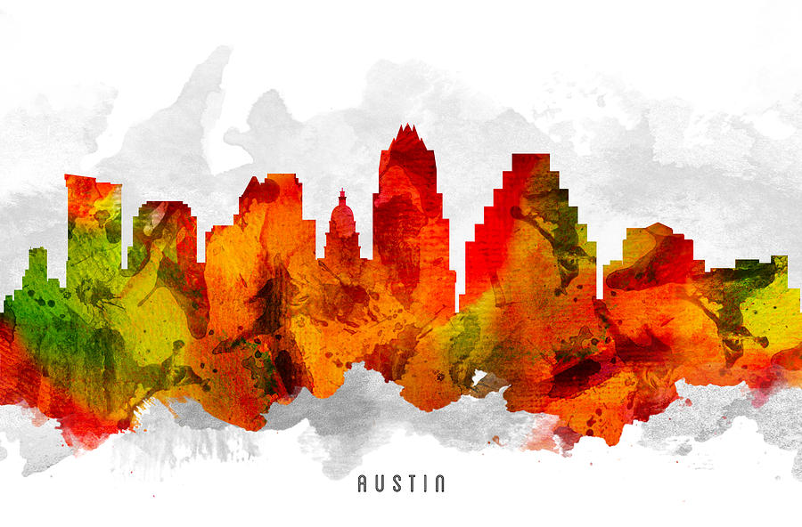Austin Painting - Austin Texas Cityscape 15 by Aged Pixel