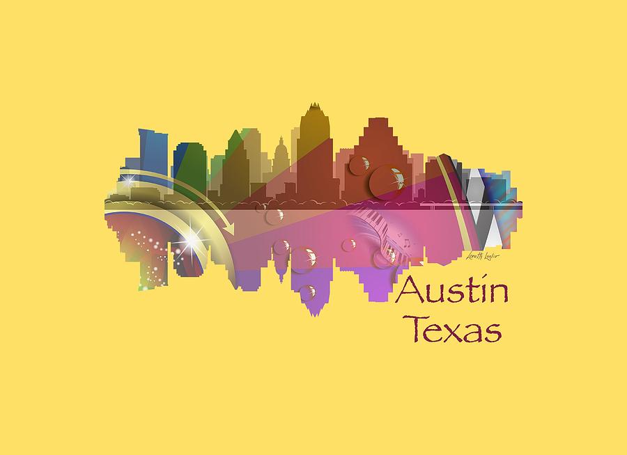 Austin Texas Skyline for Apparel Painting by Loretta Luglio