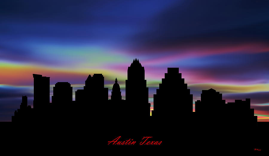Austin Texas Skyline Sunset Digital Art by Gregory Murray