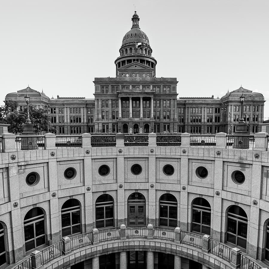 Architecture Photograph - Austin Texas USA State Capitol - Black and White Edition - 1x1 by Gregory Ballos