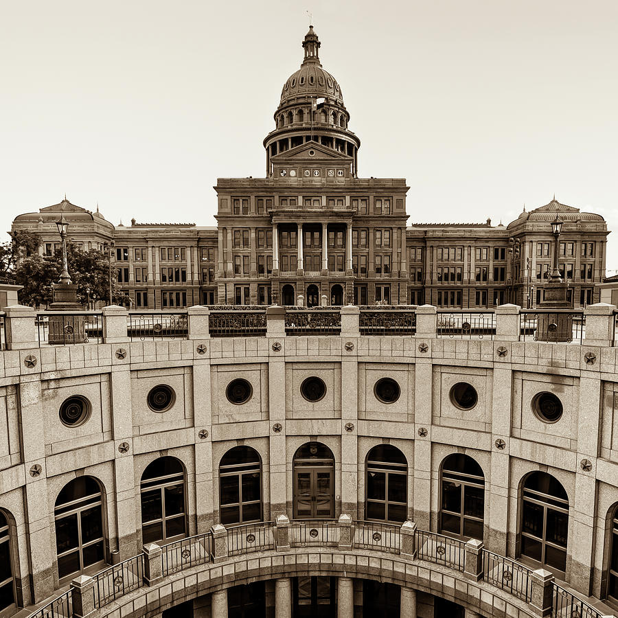 Austin Photograph - Austin Texas USA State Capitol - Sepia Edition - 1x1 by Gregory Ballos