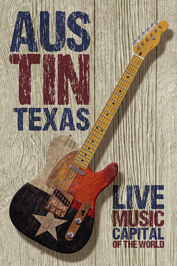 Guitar Still Life Digital Art - Austin Texas by WB Johnston