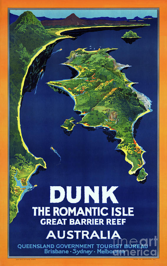 Australia Dunk Restored Vintage Travel Poster Mixed Media