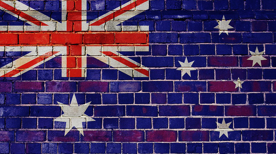 Australia flag on a brick wall Digital Art by Steve Ball