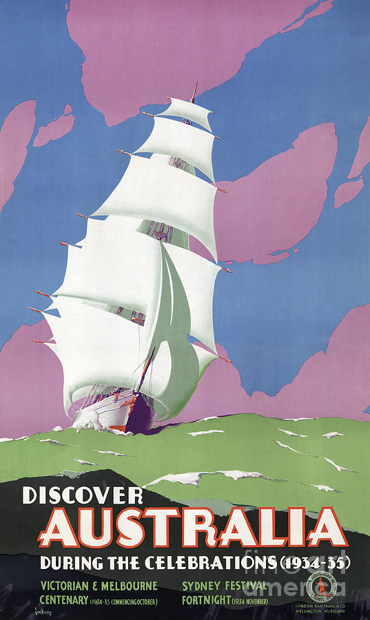 Vintage Painting - Australia Vintage Travel Poster Restored by Vintage Treasure