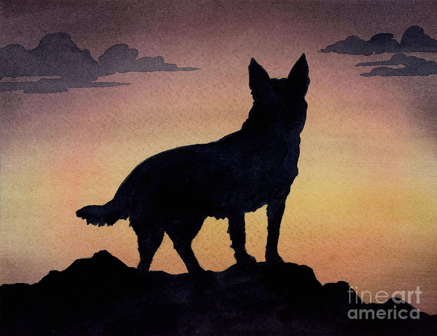Sunset Painting - Australian Cattle Dog at Sunset by David Rogers