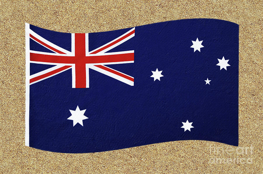 Flag Photograph - Australian Flag on Sand by Kaye Menner by Kaye Menner