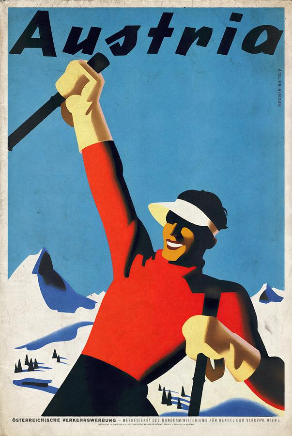 Mountain Mixed Media - Austria Ski Tourism - Vintage Poster Vintagelized by Vintage Advertising Posters