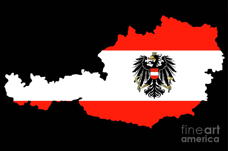 Austrian Flag and Map Digital Art by Bigalbaloo Stock