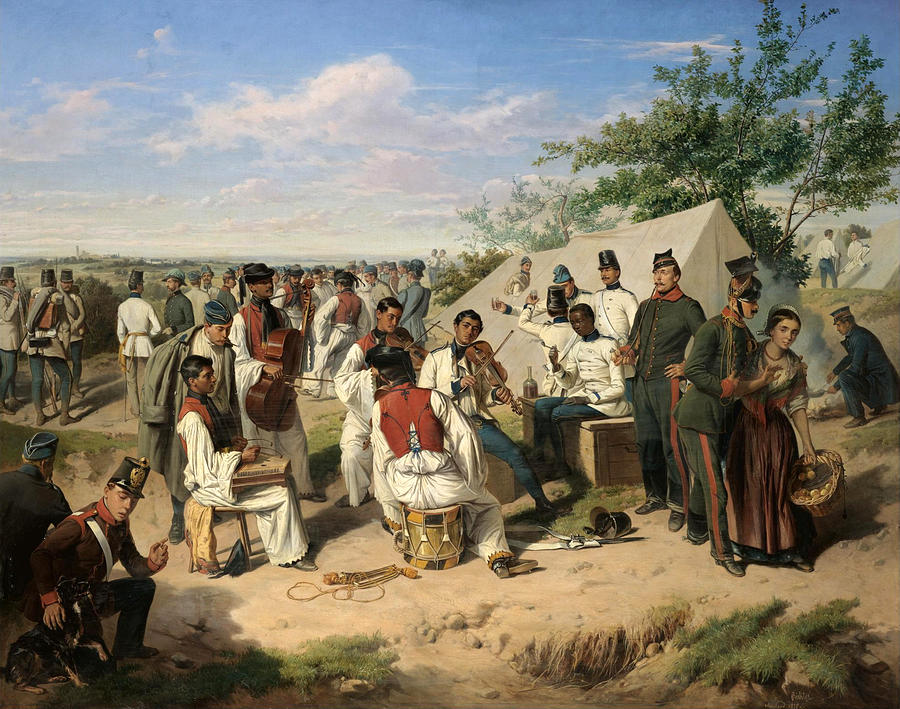 Austrian Infantry Camp in Lombardy Painting by Wilhelm Richter