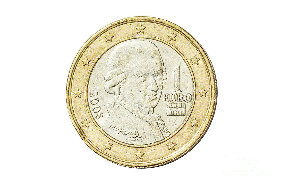 Austrian one euro coin Photograph by Benny Marty