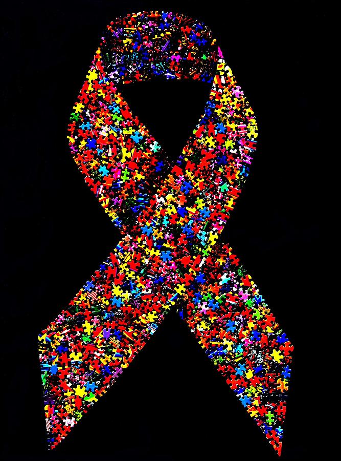 Autism Awareness Ribbon  Mixed Media by Doug Powell