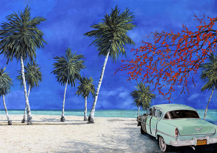 Auto Sulla Spiaggia Painting