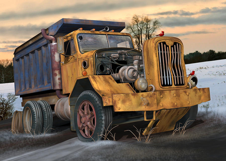 Autocar Dumptruck Digital Art by Stuart Swartz