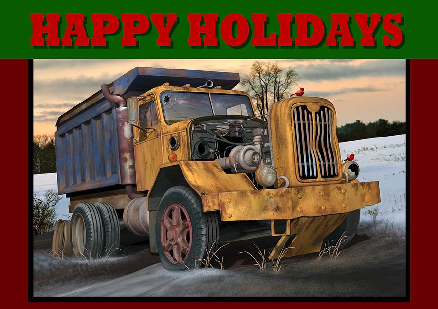 Autocar Happy Holidays Digital Art by Stuart Swartz
