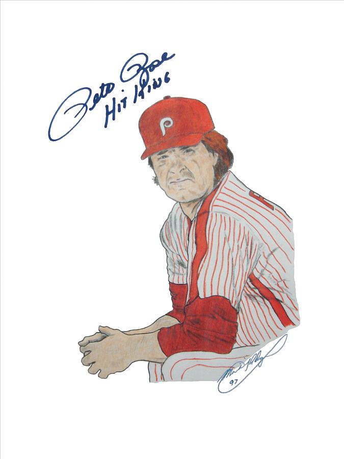 Pete Rose Autographed Art Photo