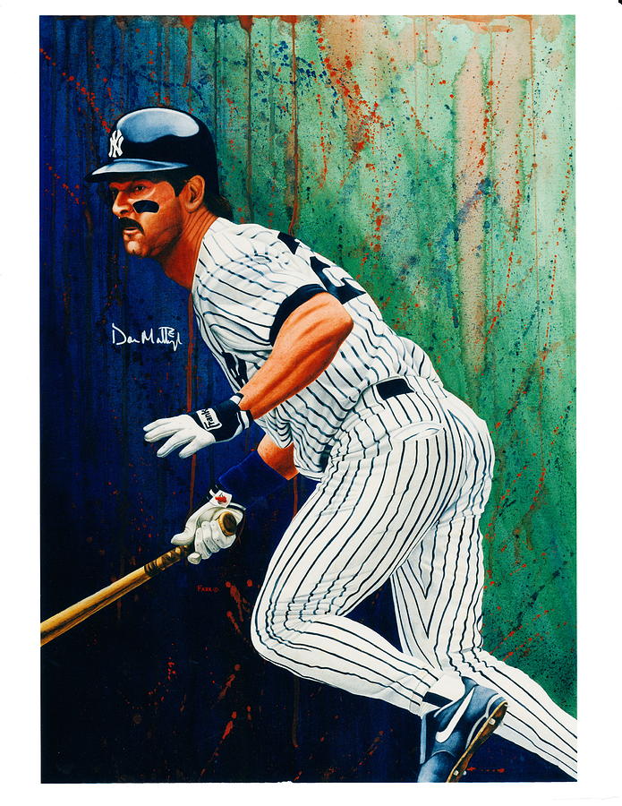 Baseball Painting - Autographed Portrait of Don Mattingly by Brett Farr