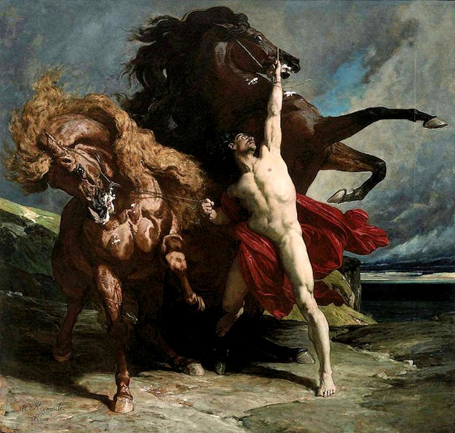 Automedon With The Horses Of Achilles Painting