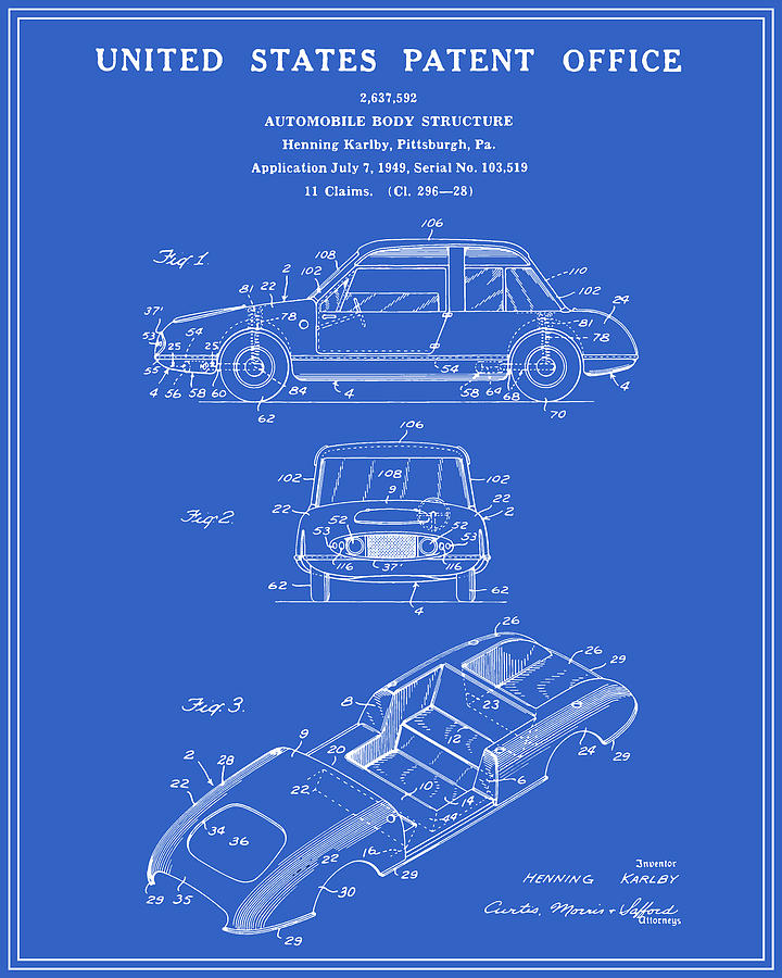 Automobile Body Patent - Blueprint Digital Art by Finlay McNevin - Fine ...